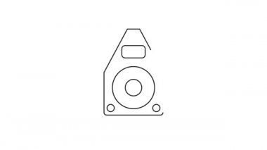 Siyah çizgi Stereo hoparlör simgesi beyaz arkaplanda izole edildi. Ses sistemi hoparlörleri. Müzik ikonu. Müzikal sütun hoparlörü. 4K Video hareketli grafik canlandırması