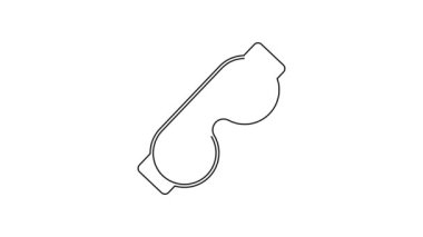 Siyah çizgi göz maskesi simgesi beyaz arkaplanda izole edildi. Uyku maskesi. 4K Video hareketli grafik canlandırması