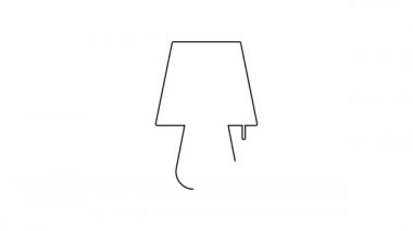 Beyaz arkaplanda siyah çizgi masa lambası simgesi izole edildi. Gece lambası. 4K Video hareketli grafik canlandırması