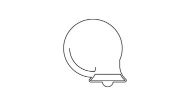 Siyah çizgi alarm saati simgesi beyaz arkaplanda izole edildi. Uyan, kalk konsepti. Zaman işareti. 4K Video hareketli grafik canlandırması