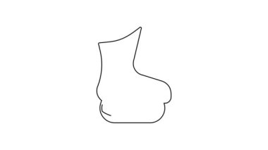 Siyah çizgi paten simgesi beyaz arkaplanda izole edildi. Buz pateni ayakkabısı ikonu. Kılıçlı spor botlar. 4K Video hareketli grafik canlandırması