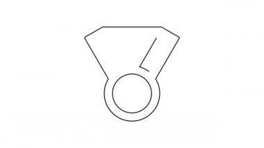 Beyaz arkaplanda siyah çizgi madalyası ikonu izole edildi. Kazanan sembol. 4K Video hareketli grafik canlandırması