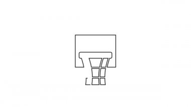 Siyah çizgi basketbol arka plan ikonu beyaz arkaplanda izole edildi. 4K Video hareketli grafik canlandırması