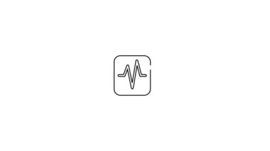 Siyah çizgi Akıllı saat beyaz arkaplanda kalp atış hızı simgesini gösteriyor. Fitness uygulaması konsepti. 4K Video hareketli grafik canlandırması