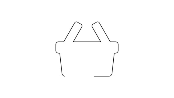 Černá čára Nákupní košík ikona izolované na bílém pozadí. Online nákupní koncept. Podpis doručovací služby. Symbol nákupního košíku. Grafická animace pohybu videa 4K — Stock video