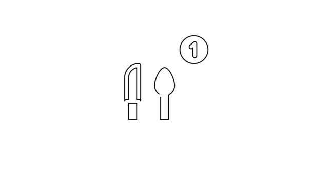 黑线食物订购图标隔离在白色背景.用手机订购。餐厅提供食物的概念。4K视频运动图形动画 — 图库视频影像