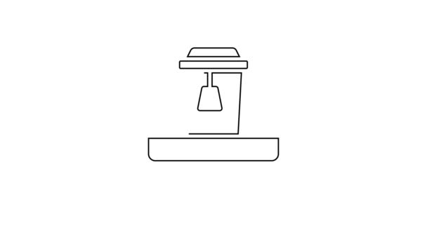 Black line Icono de pedido en línea y entrega de comida rápida aislado sobre fondo blanco. Animación gráfica de vídeo 4K — Vídeo de stock