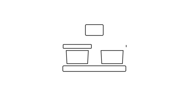 Linha preta xícara de café para ir ícone isolado no fundo branco. Animação gráfica em movimento de vídeo 4K — Vídeo de Stock