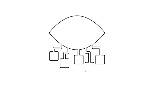 Czarna linia Komputerowa ikona widzenia izolowana na białym tle. Wizja techniczna, obwód oka, system nadzoru wizyjnego, systemy rozszerzonej rzeczywistości. 4K Animacja graficzna ruchu wideo — Wideo stockowe