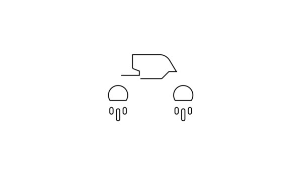 Schwarze Linie Fantastisches fliegendes Auto-Symbol isoliert auf weißem Hintergrund. Hover Auto Zukunftstechnologie zukünftigen Transport. 4K Video Motion Grafik Animation — Stockvideo