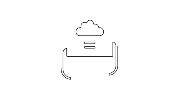 Icono de la base de datos Black line Cloud aislado sobre fondo blanco. Concepto de computación en nube. Servicio digital o aplicación con transferencia de datos. Animación gráfica de vídeo 4K — Vídeo de stock