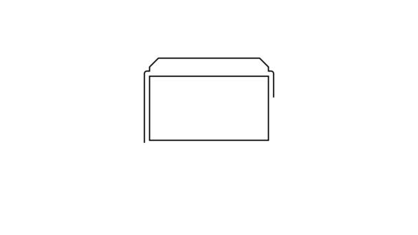 Czarna linia ikona Laptop izolowane na białym tle. Notatnik z pustym znakiem ekranu. 4K Animacja graficzna ruchu wideo — Wideo stockowe