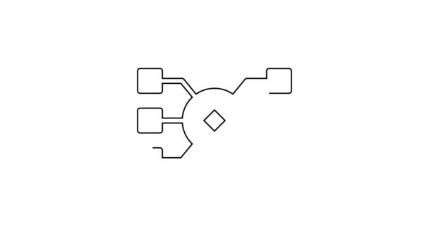 Черная линия Нейронная сеть значок изолирован на белом фоне. Искусственный интеллект. Видеографическая анимация 4K — стоковое видео