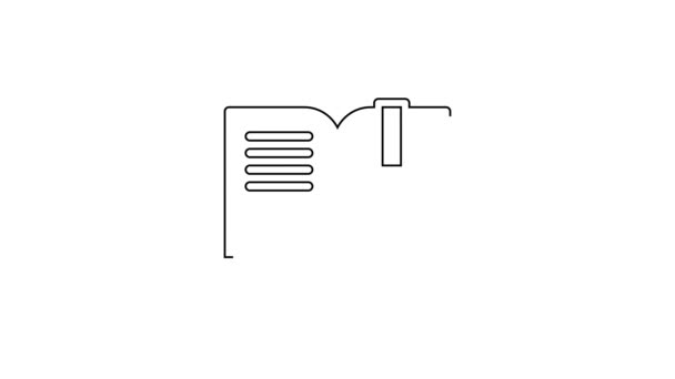 Línea negra Icono de libro abierto aislado sobre fondo blanco. Animación gráfica de vídeo 4K — Vídeo de stock