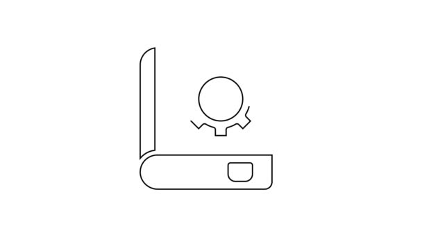 Schwarze Linie Bedienungsanleitung Symbol isoliert auf weißem Hintergrund. Benutzerhandbuch. Hinweisschild. Lesen Sie vor Gebrauch. 4K Video Motion Grafik Animation — Stockvideo