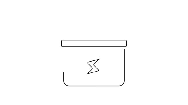 Icono electricista Black line Toolbox aislado sobre fondo blanco. Animación gráfica de vídeo 4K — Vídeos de Stock