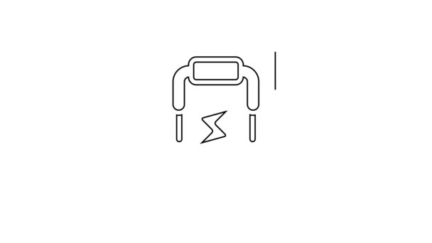 Línea negra Icono del panel eléctrico aislado sobre fondo blanco. Cambia la palanca. Animación gráfica de vídeo 4K — Vídeo de stock