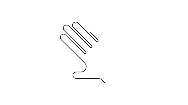 Línea negra Icono de guante eléctrico aislado sobre fondo blanco. Guantes de seguridad, protección de manos. Animación gráfica de vídeo 4K — Vídeo de stock