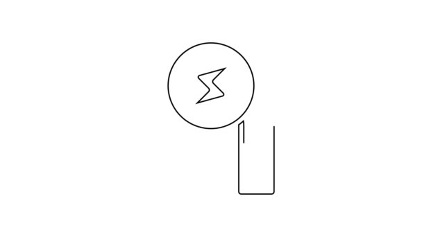 Icono de imán de línea negra aislado sobre fondo blanco. Imán de herradura, magnetismo, magnetización, atracción. Animación gráfica de vídeo 4K — Vídeo de stock
