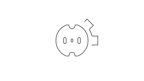Fekete vonal Elektromos kimeneti ikon elszigetelt fehér háttérrel. A konnektor. Rosette szimbólum. 4K Videó mozgás grafikus animáció — Stock videók