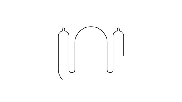 Černá čára Elektrický kabel ikona izolované na bílém pozadí. Elektrický drát. Grafická animace pohybu videa 4K — Stock video