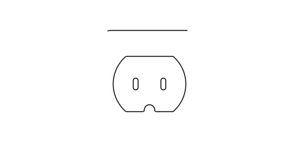 Schwarze Linie Steckdose Symbol isoliert auf weißem Hintergrund. Steckdose. Rosettensymbol. 4K Video Motion Grafik Animation — Stockvideo