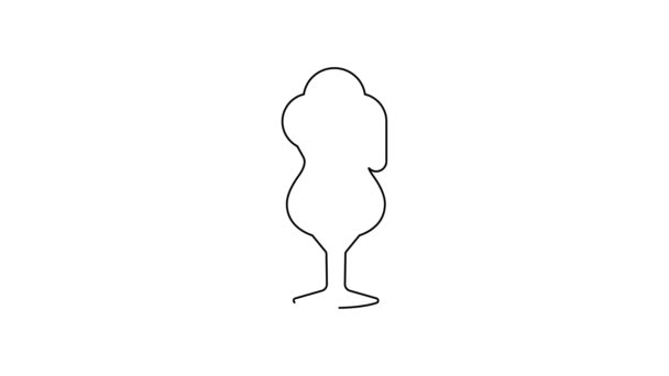 Línea negra Icono de vaso de cerveza aislado sobre fondo blanco. Animación gráfica de vídeo 4K — Vídeo de stock