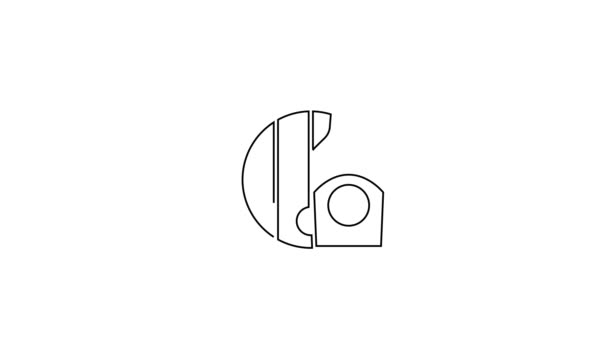 Černá čára Pivní láhev a dřevěný sud ikona izolované na bílém pozadí. Grafická animace pohybu videa 4K — Stock video
