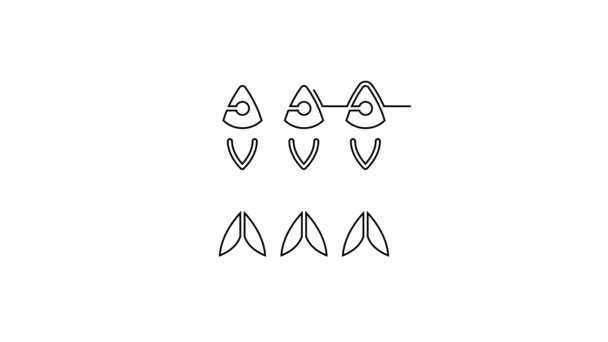 Schwarze Linie Trockenfisch-Symbol isoliert auf weißem Hintergrund. 4K Video Motion Grafik Animation — Stockvideo
