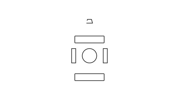 黒い線白色の背景に分離された消火栓アイコン。4Kビデオモーショングラフィックアニメーション — ストック動画