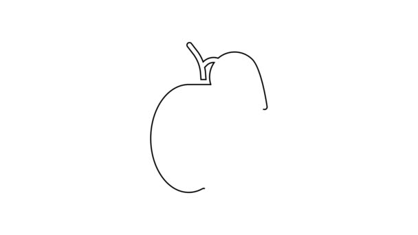 Línea negra Icono de fruta de ciruela aislado sobre fondo blanco. Animación gráfica de vídeo 4K — Vídeo de stock
