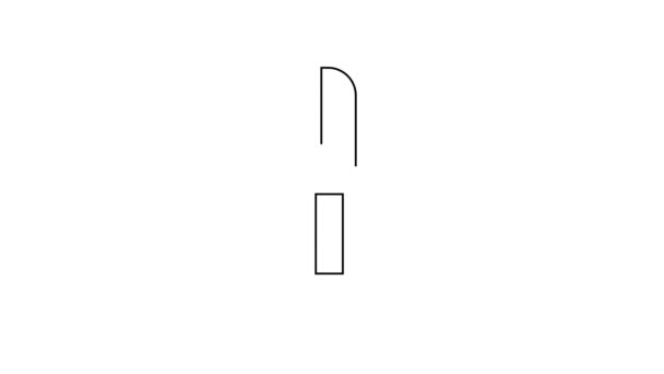 Icono de cuchillo de línea negra aislado sobre fondo blanco. Símbolo de cubertería. Animación gráfica de vídeo 4K — Vídeos de Stock
