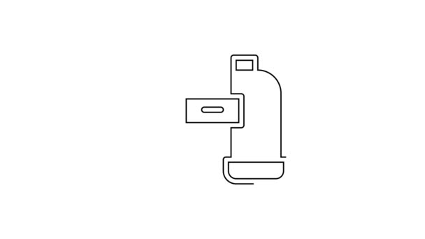 Schwarze Linie Ferngläser Symbol isoliert auf weißem Hintergrund. Softwarezeichen finden. Symbol für Spionageausrüstung. 4K Video Motion Grafik Animation — Stockvideo
