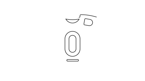Línea negra Camiseta de fútbol y camiseta icono aislado sobre fondo blanco. Animación gráfica de vídeo 4K — Vídeo de stock