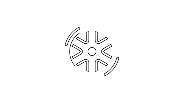 Black line Car wheel icon isolated on white background. 4K Video motion graphic animation — Stock Video