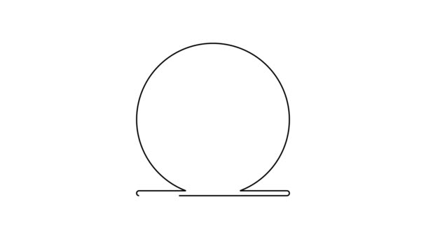 Icono de pelota de béisbol de línea negra aislado sobre fondo blanco. Animación gráfica de vídeo 4K — Vídeos de Stock