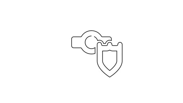 Linha preta Dinheiro com ícone de escudo isolado no fundo branco. Conceito de seguro. Segurança, segurança, proteção, proteger o conceito. Animação gráfica em movimento de vídeo 4K — Vídeo de Stock