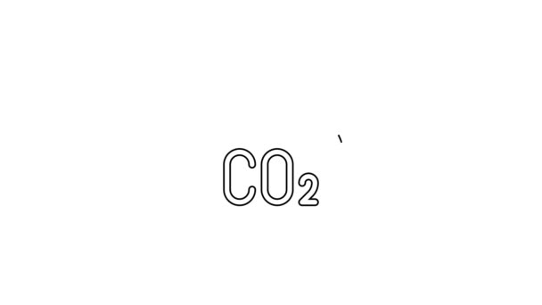 Black line CO2 emissions in cloud icon isolated on white background. Carbon dioxide formula, smog pollution concept, environment concept. 4K Video motion graphic animation — Stock Video