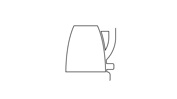 Black line Electric kettle icon isolated on white background. Teapot icon. 4K Video motion graphic animation — Stock Video