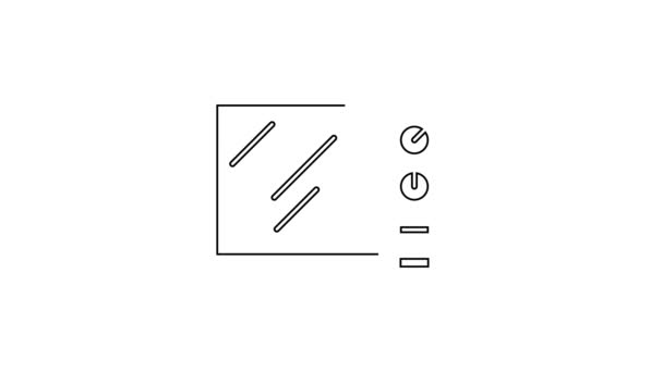 Černá linka Mikrovlnné trouby ikona izolované na bílém pozadí. Ikona domácích spotřebičů. Grafická animace pohybu videa 4K — Stock video