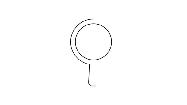 黒い線白い背景に隔離されたフライパンのアイコン上の目玉焼き。フライやローストフードのシンボル。4Kビデオモーショングラフィックアニメーション — ストック動画