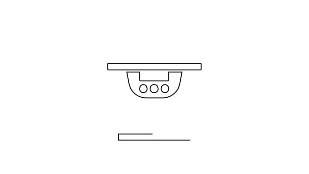 Czarna linia Wolna ikona kuchenki odizolowana na białym tle. Miska elektryczna. 4K Animacja graficzna ruchu wideo — Wideo stockowe