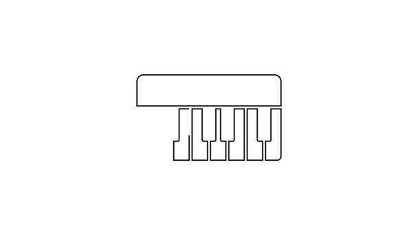 Black line Music synthesizer icon isolated on white background. Electronic piano. 4K Video motion graphic animation — Stock Video