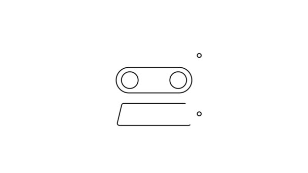 Black line Retro audio cassette tape icon isolated on white background. 4K Video motion graphic animation — Stock Video