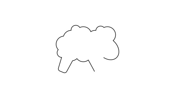 Icono de oveja de línea negra aislado sobre fondo blanco. Contando ovejas para dormirse. Animación gráfica de vídeo 4K — Vídeos de Stock