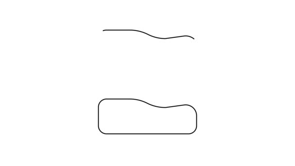Linha preta Ícone de travesseiro retangular isolado sobre fundo branco. Sinal de almofada. Travesseiro ortopédico. Animação gráfica em movimento de vídeo 4K — Vídeo de Stock