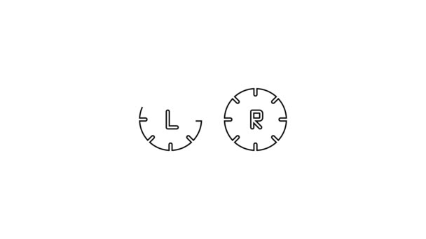 Zwarte lijn Contact lens container pictogram geïsoleerd op witte achtergrond. Oogverzorging, lens hygiënische container. 4K Video motion grafische animatie — Stockvideo