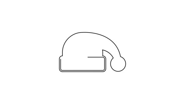 검은 선잠자는 모자의 아이콘은 흰 배경에서 분리되었습니다. 잠 잘 시간이야. 4K 비디오 모션 그래픽 애니메이션 — 비디오