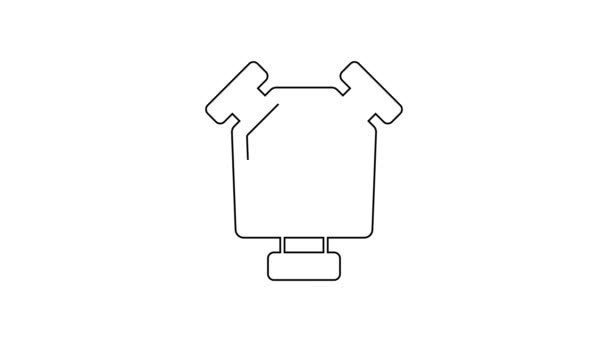 Svart linje Stoppur ikon isolerad på vit bakgrund. Tidtagarskylt. Kronometertecken. 4K Video motion grafisk animation — Stockvideo