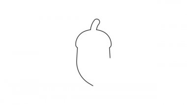 Beyaz arka planda siyah çizgi palamut simgesi izole edildi. 4K Video hareketli grafik canlandırması